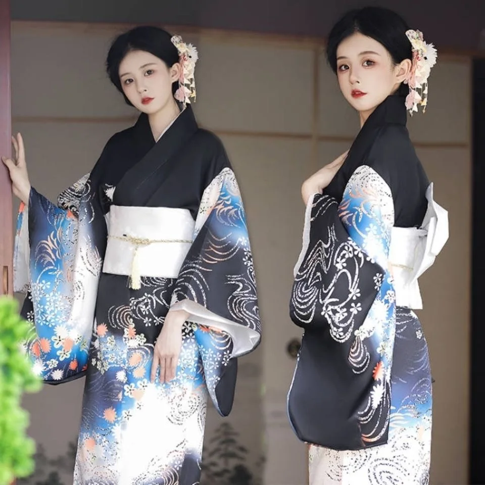אופנה לאומי מגמות נשים סקסי קימונו יאקאטה עם אובי חידוש שמלת ערב יפנית Cosplay תלבושות קימונו פרחונית לנשים - 0