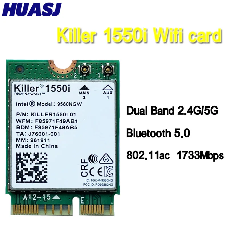 הרוצח 1550i AC Dual Band 1.73 Gbps אלחוטית 9560NGW NGFF מקש E Wifi כרטיס 9560AC 802.11 ac BT 5.0 נייד עבור Windows 10 - 0