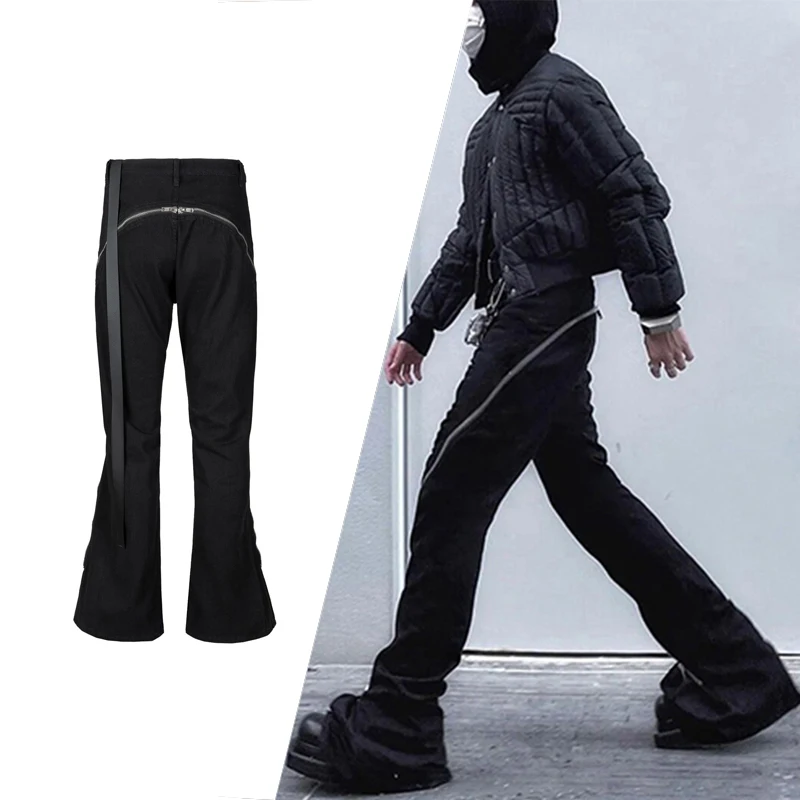 חדש 2022 וינטאג ' של הגברים FashionStraight רחב הרגל מכנסי גברים אופנת רחוב היפ-הופ כפול שרשראות מכנסיים - 0