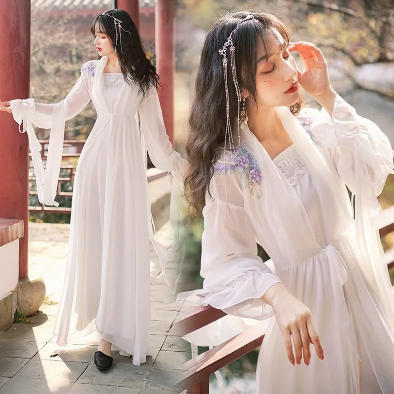 מסורתית רקמה Hanfu סינית בסגנון אלגנטי פיות בגדי תחפושות קוספליי Vinatge על הבמה נסיעות - 0