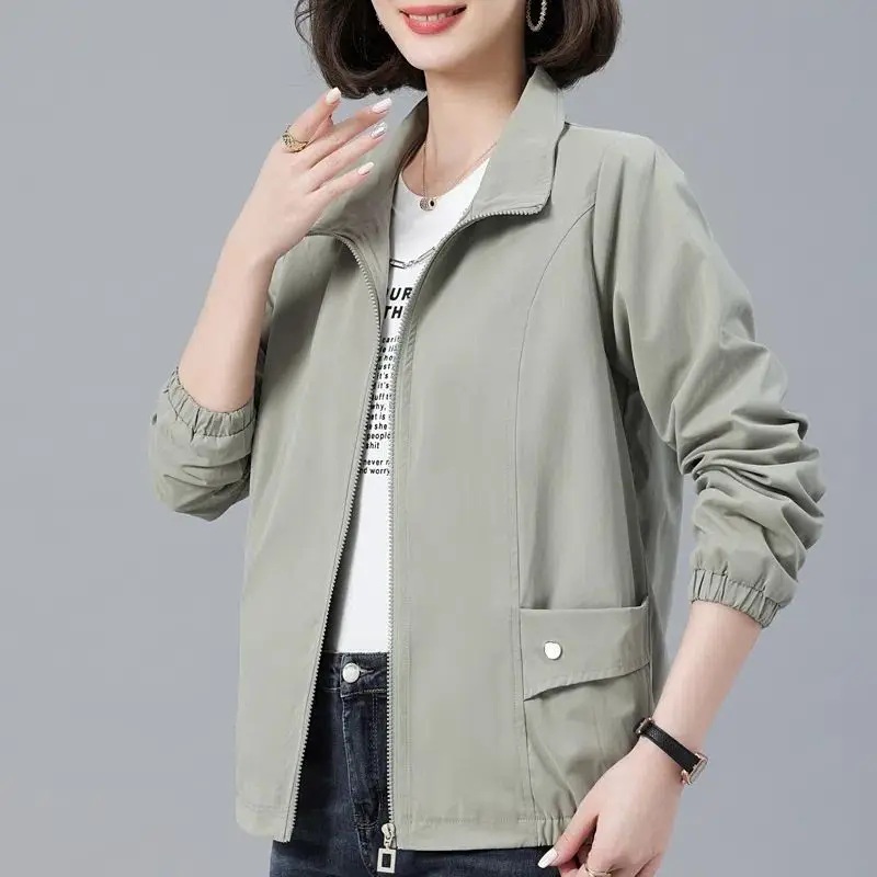 נשים 2023 חדש האביב הסתיו קוריאני משובח רוכסן רופף מעיל נשי אופנה מזדמן שרוול ארוך מוצק מעיל בגדים X95 - 0