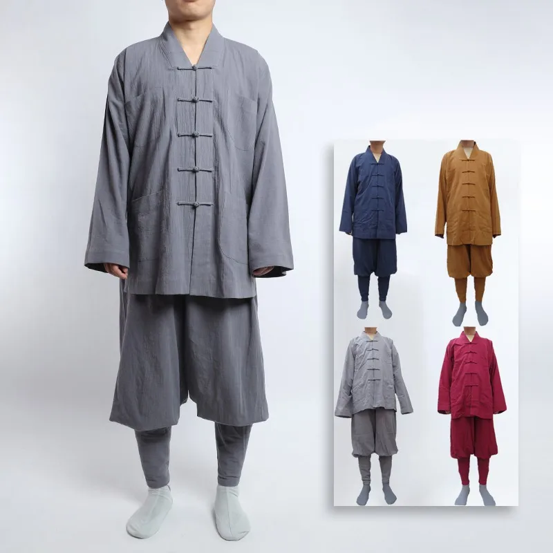 סינית מסורתית Clothings על נזיר תחפושת הבודהיסטית בגדי נזיר החלוק הדאואיזם הטיבטי בגדים מדיטציה זן שאולין Hanfu - 0