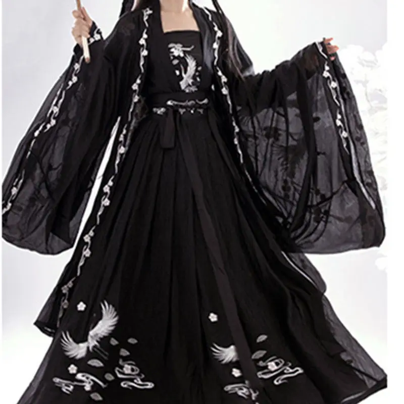 סינית עתיקה Hanfu נשים תעשייה כבדה רקמה כפול עם חזה אורך מותן Ru חצאית 6m נדנדה גדולה שרוול החולצה Perfor - 0