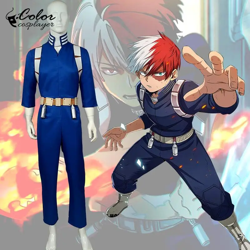 צבע Cosplayer שלי גיבור אקדמיה Todoroki Shoto גיבור בגדים Cosplay יוניסקס החליפה ליל כל הקדושים תחפושות קוספליי העליון מכנסיים חגורה - 0