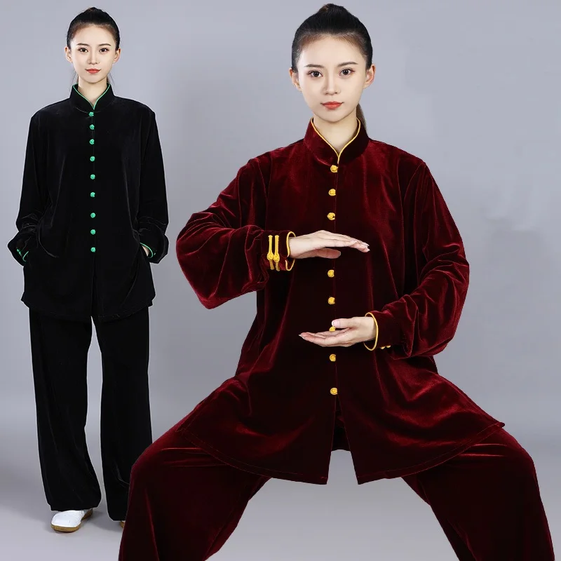 קונג פו בגדי יוניסקס סינית מסורתית בגדי קטיפה טאי צ ' י לרקום הדרקון אומנויות לחימה תחפושת ביצועים החליפה V3056 - 0