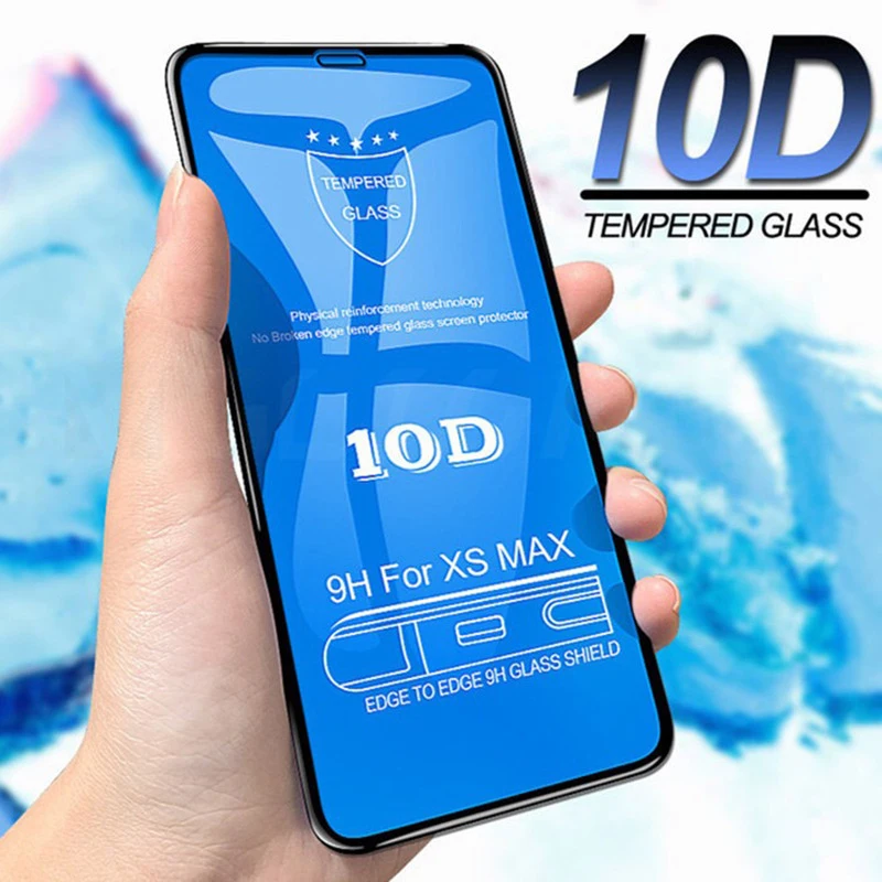 10pcs 10D זכוכית מחוסמת לאייפון 13 12 11 14 Pro מקס XS XR-X 8 7 6 6S Plus כיסוי מלא כיסוי מגן מסך מעוקל - 1