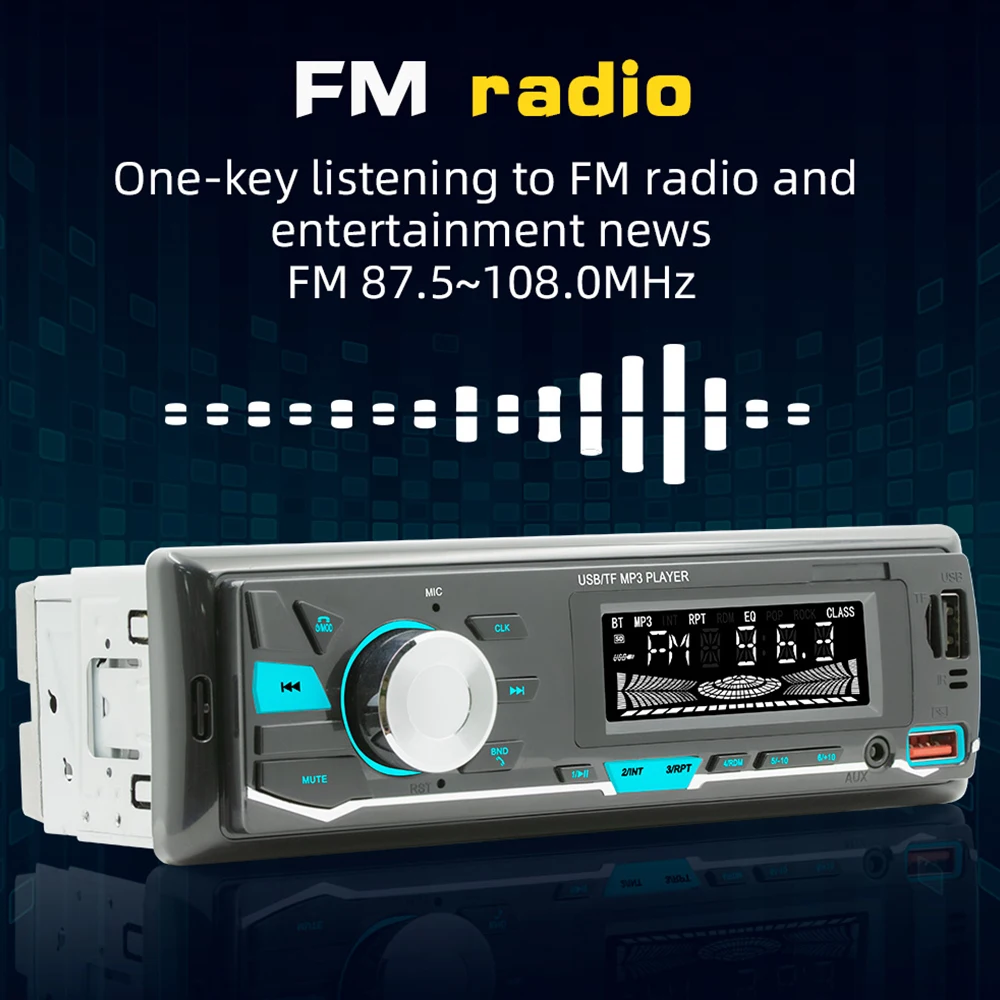 12V רכב רדיו FM סטריאו העזר קלט מקלט USB Bluetooth לרכב MP3 נגן מולטימדיה סטריאו נגן שליטה מרחוק - 1