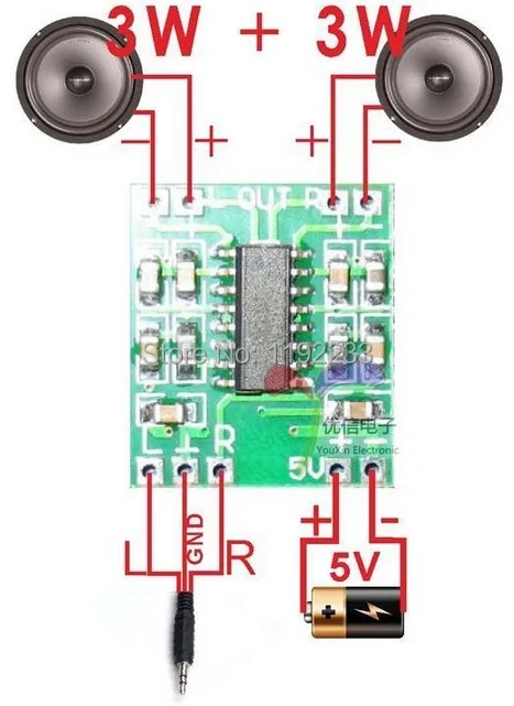 2.5 - 5V 2*3W ד שיעור סופר מיני דיגיטלי מגבר כוח הלוח יכול USB אספקת חשמל - 1