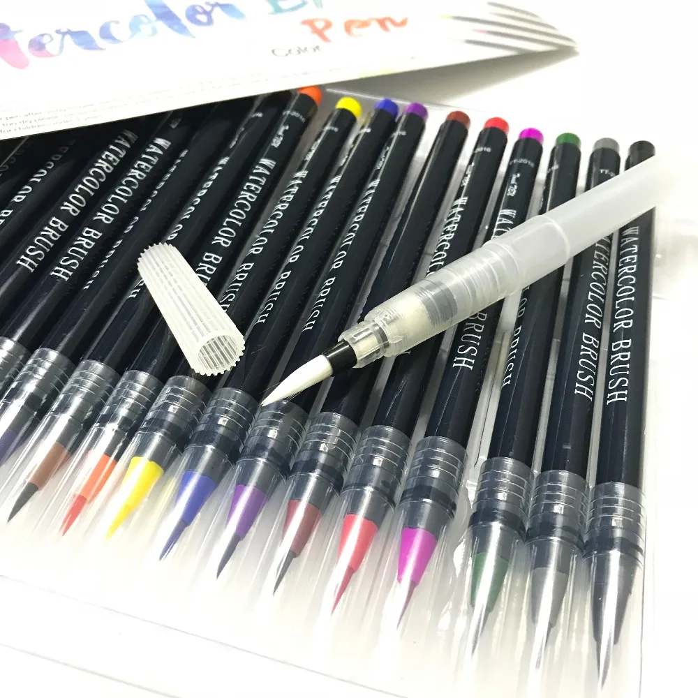 20 צבעים בצבעי מים מברשת עט סט פרימיום רך טיפ צבע כתיבה ציור סמנים ציור Waterbrush מכחול ציוד אמנות - 1