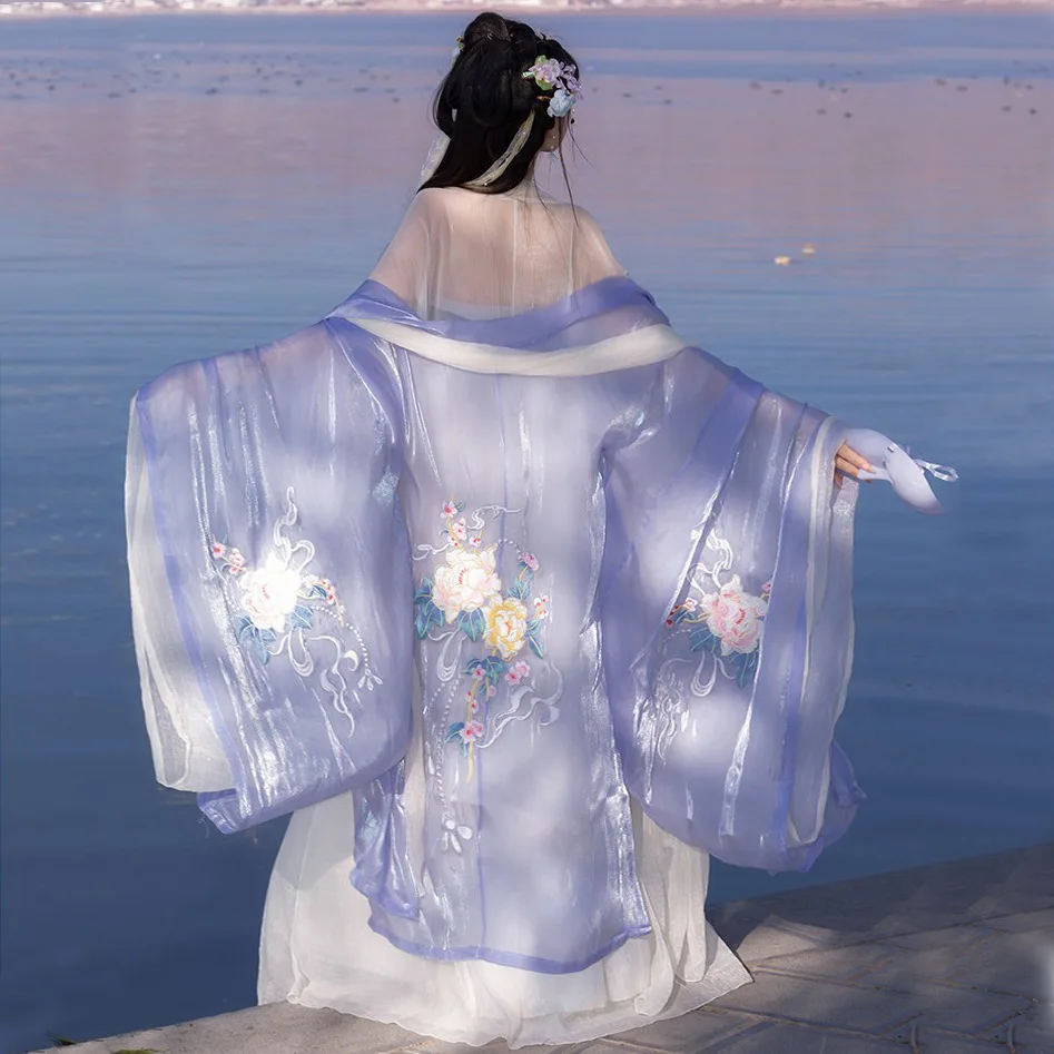 2023 אביב/קיץ חדש Hanfu גדול שרוול החולצה החזה אורך החצאית רקמה פיות סינית מסורתית השמלה לבצע - 1