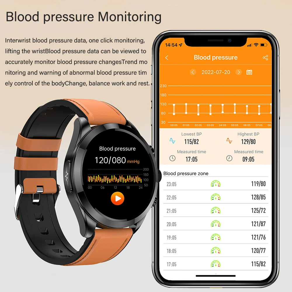 2023 החדש Bluetooth לקרוא את רמת הגלוקוז בדם שעון חכם א+PPG הבריאות ניטור גברים קצב הלב, טמפרטורת הגוף כושר Smartwatch - 1