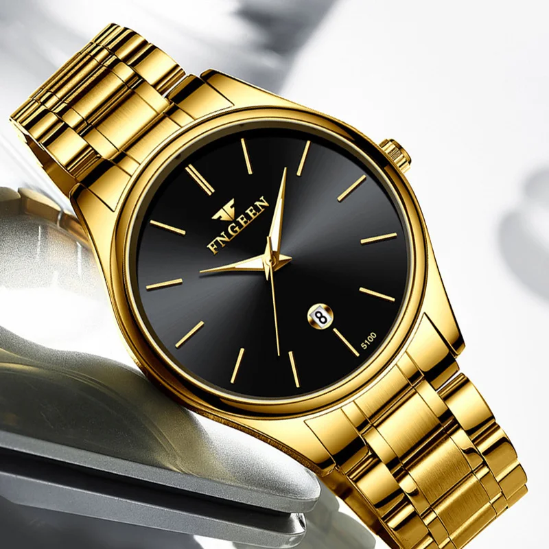 2023 יוקרה חדשים זהב שחור שעון גברים נירוסטה עמיד למים קוורץ אוטומטי פגישה עסקית פשוטה שעוני יד Relogio Masculino - 1