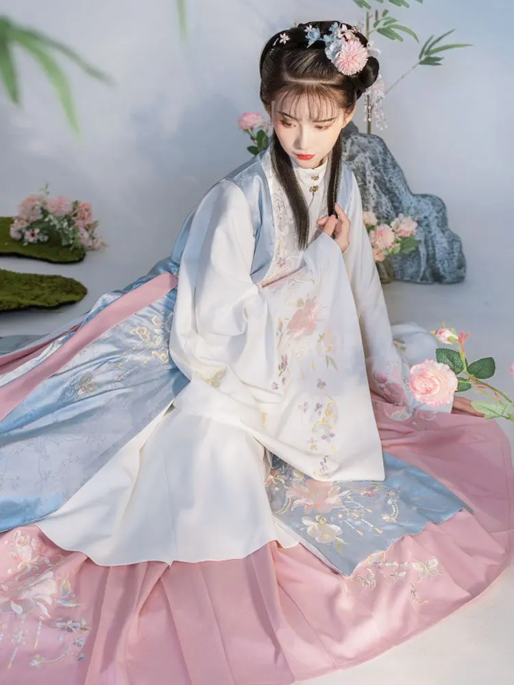 2023 מודרנית קלאסית סינית מסורתית hanfu תחפושת מעולה רקמה שרוול ארוך עממי ריקוד מינג אוריינטליים בגדים - 1
