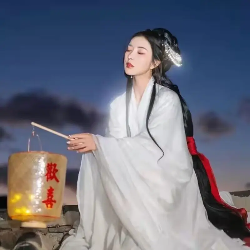 2023 נשים Hanfu שמלה סינית מסורתית Hanfu שמלת ריקוד נשי Cosplay תלבושות קיץ שמלה לבנה Hanfu נשים בתוספת גודל 2XL - 1