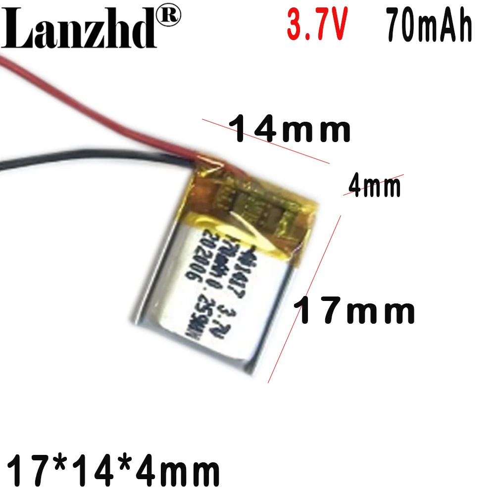 3.7 V סוללה נטענת 401417 פולימר ליתיום סוללה 70MAH חכם לביש אוזניות Bluetooth - 1