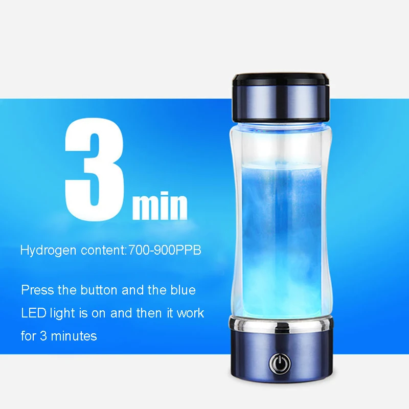 350ML נייד מימן עשיר גנרטור מסנן מים כוס Ionizer H2 PEM מימן אלקליין בקבוק אלקטרוליזה לשתות מימן - 1