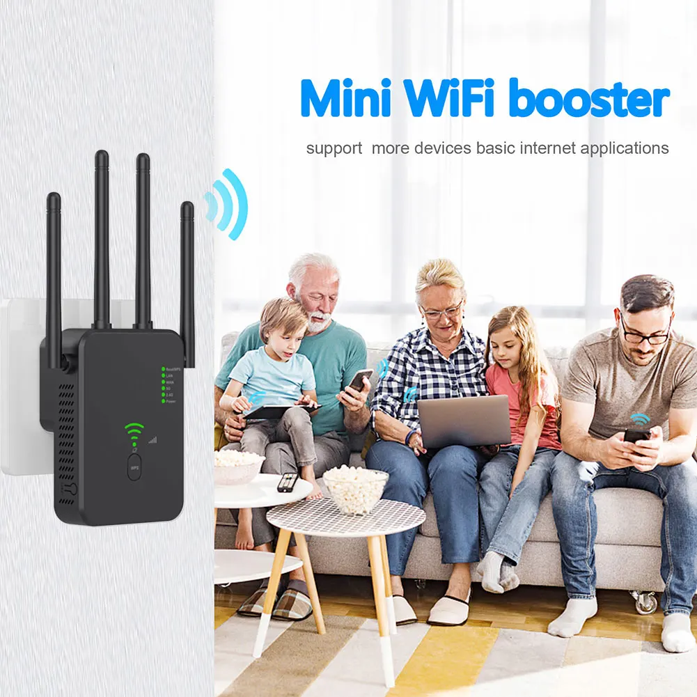 - 5Ghz WiFi מהדר 1200Mbps אלחוטית Wifi מאריך Wi-Fi מגבר 802.11 b/g/n/ac טווח ארוך אות WiFi Booster את נתב הרשת - 1