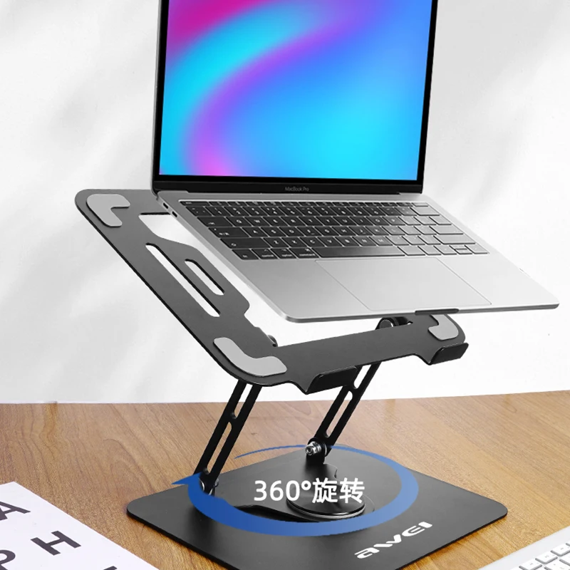 Awei X46 Rotatable נייד מחזיק עבור מחשב שולחני מתכת מחברת תמיכה המחשב סוגר אוויר Macbook Pro מחזיק אביזרים - 1