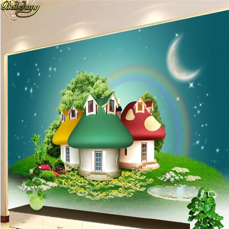 beibehang המסמכים דה parede 3d ציורי קיר חדר השינה של הילדים לחדר ספה רקע טפט טפט ירוק חיות מצוירות חמודות הבית - 1
