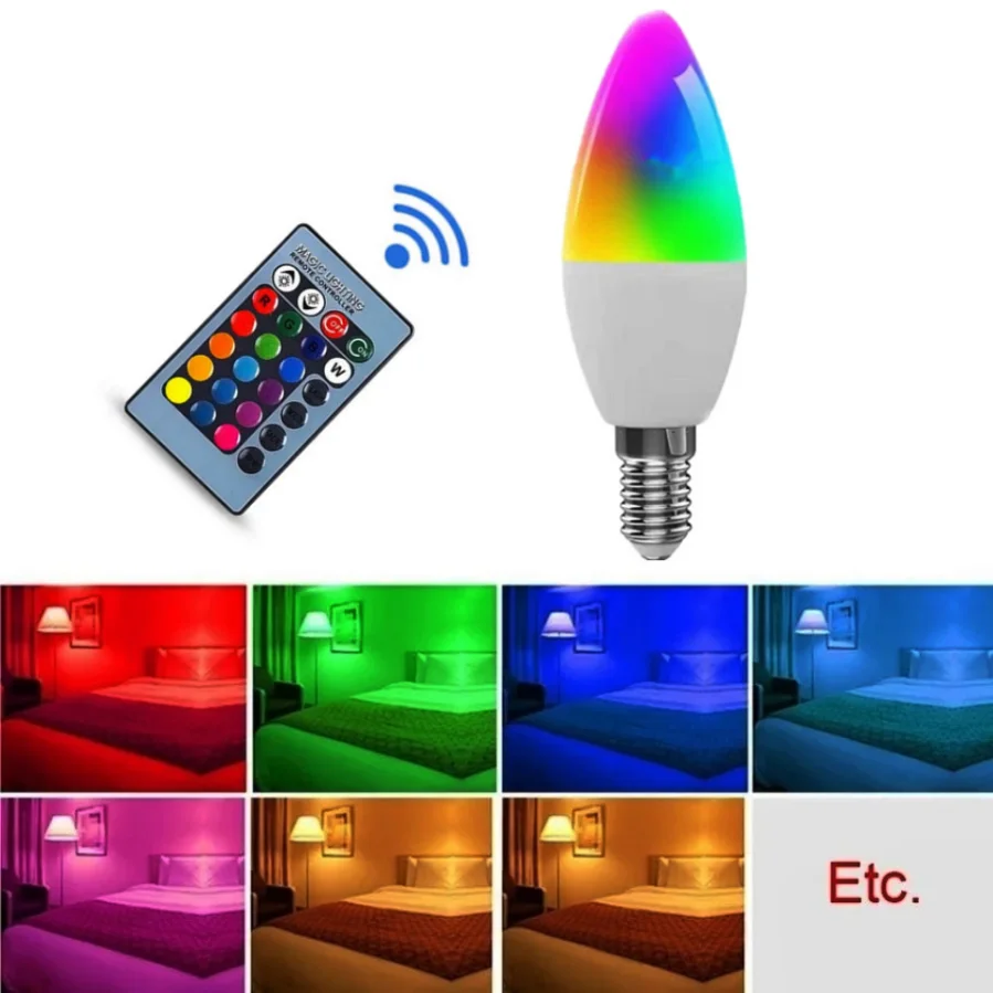 E27 LED Bulb E14 נרות המנורה מקורה השלט הנורה RGB קלטת עם בקר תאורה 85-265V Dimmable חכם המנורה הבית. - 1