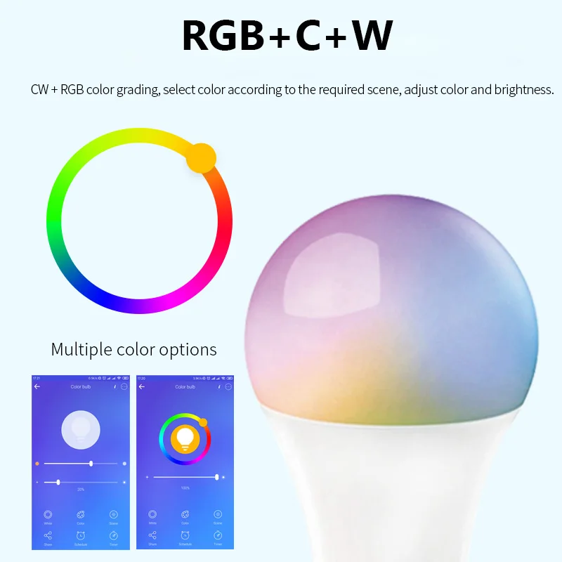 eWeLink WiFi חכם נורת Led מנורת אור 85V-265V E27 RGB+CCT אורות Led 9W בית חכם תואם אלקסה הבית של Google Pack 2 - 1