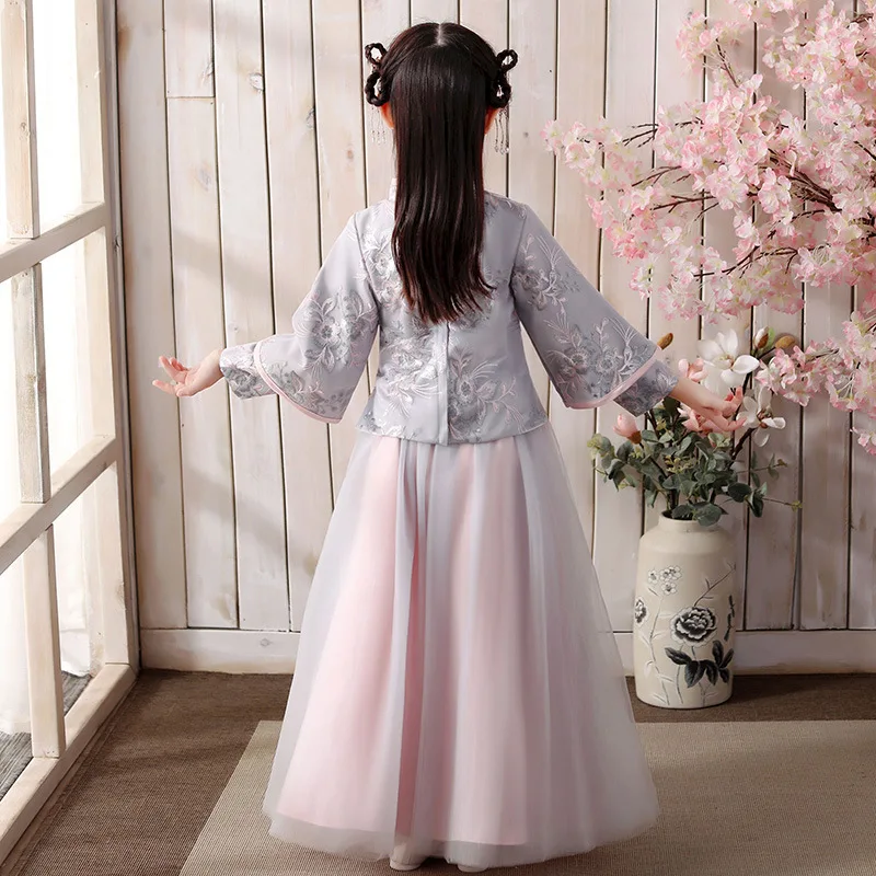 Hanfu החורף השנה החדשה שמלה של בנות יום ההולדת שמלות חושב ילדה פרח חתונה צ ' יפאו רשמית הילדים Cheongsam החלוק סיני - 1