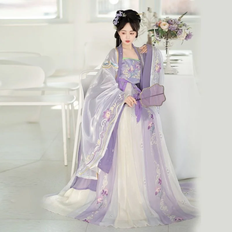 Hanfu השמלה נשים סינית עתיקה מסורתית Hanfu להגדיר נקבה מסיבת תחפושות קוספליי תלבושת קיץ Hanfu סגול בשמלה הירוקה. - 1
