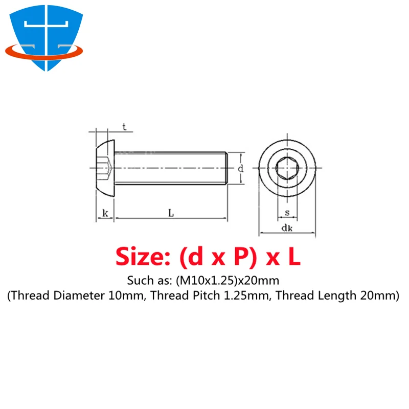 ISO7380 בסדר חוט M10x1.25 אורך 20-60 מ 