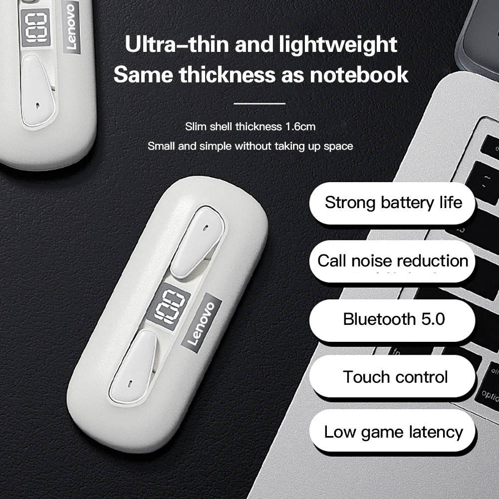 Lenovo XT95 TWS אוזניות Bluetooth Touch Control Mini Wireless אוזניות עם מיקרופון דיגיטלי תצוגה אוזניות ספורט אוזניות אוזניה - 1