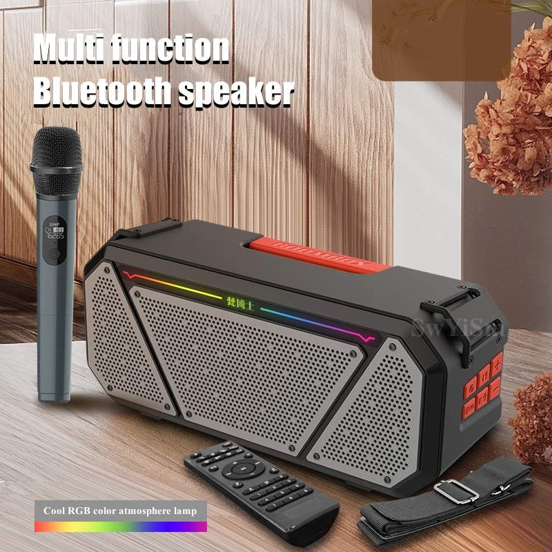 Multi-פונקציה Bluetooth רמקול 20W מתח גבוה RGB מסיבת שמע עם מיקרופון שלט חוצות נייד K-השיר נשמע תיבת קיט - 1