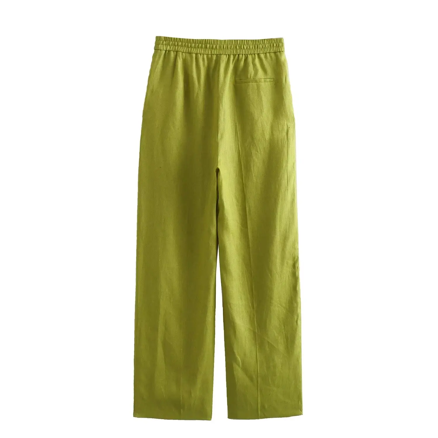 TRAF 2023 פיג ' מות מכנסיים רחבים אישה ירוקה גבוהה המותניים מכנסיים לנשים קפלים ישר מכנסיים נשים קיץ מזדמן נשים מכנסיים - 1