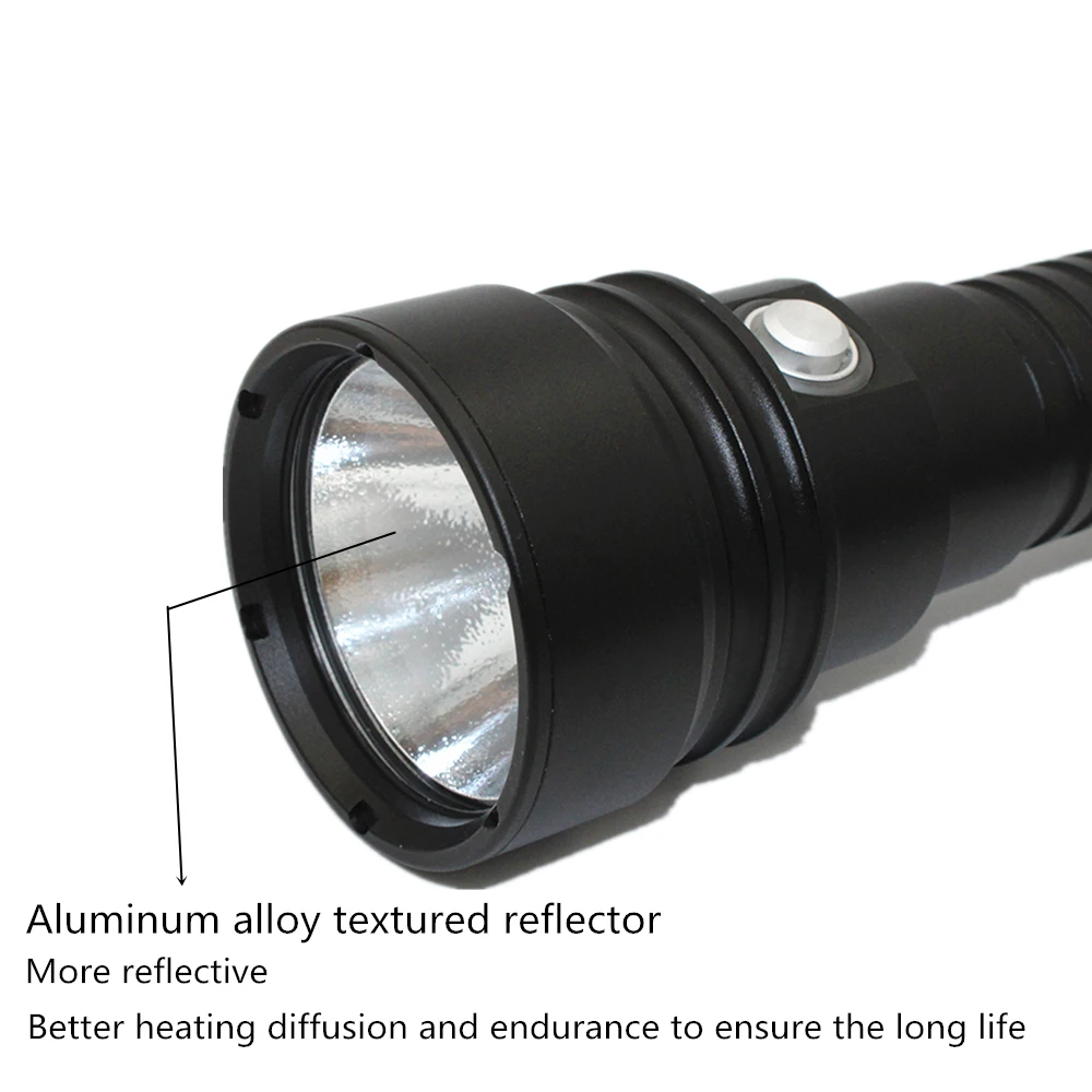 XHP70 LED פנס צלילה עמיד למים פנס לפיד לבן, אור צהוב, לצוד lanterna +26650 סוללה +מטען - 1