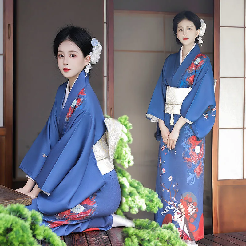 אופנה לאומי מגמות נשים סקסי קימונו יאקאטה עם אובי חידוש שמלת ערב יפנית Cosplay תלבושות קימונו פרחונית לנשים - 1
