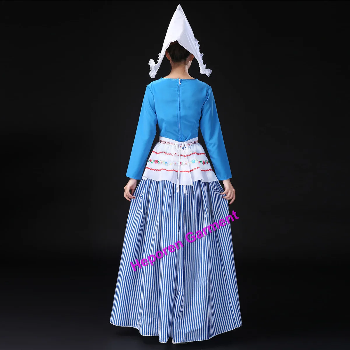 אישית באביב ובסתיו נשים כחול הולנדית אתני החצאית הארוכה מתאים הופעות הבמה או מסלול הפתיחה מראה - 1
