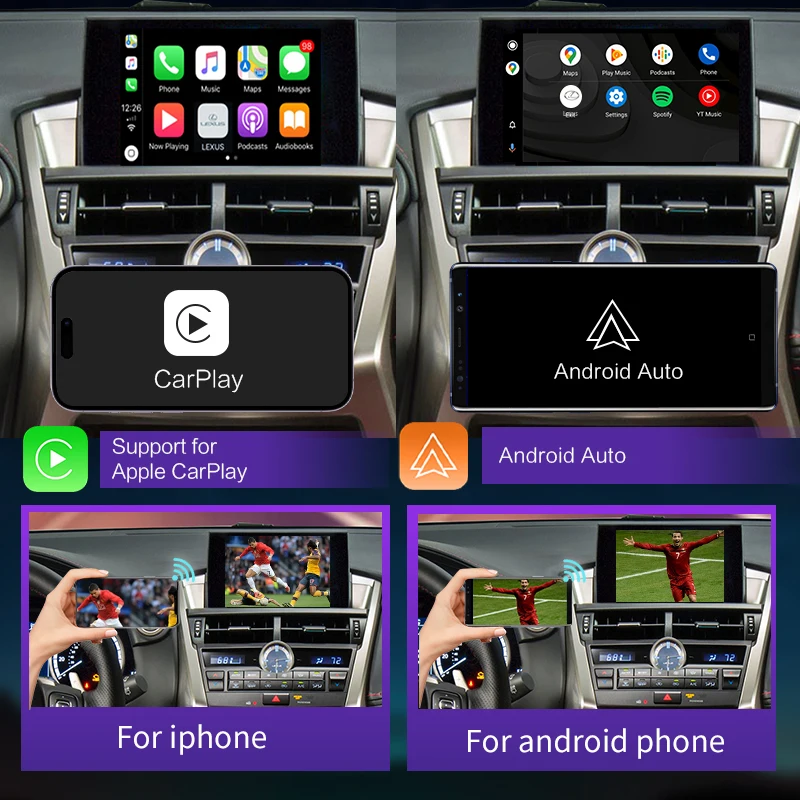 אלחוטית CarPlay עבור לקסוס NX 2014-2020, עם Android Auto-Youtube HDMI ראי קישור AirPlay מכונית משחק ניווט פונקציות - 1
