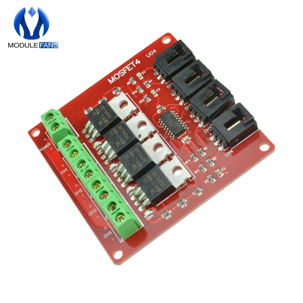 ארבע ערוץ 4 ערוץ דרך כביש MOSFET כפתור IRF540 V4.0+ MOSFET מודול מתג עבור Arduino DC Motor Drive Dmimmer ממסר לוח - 1