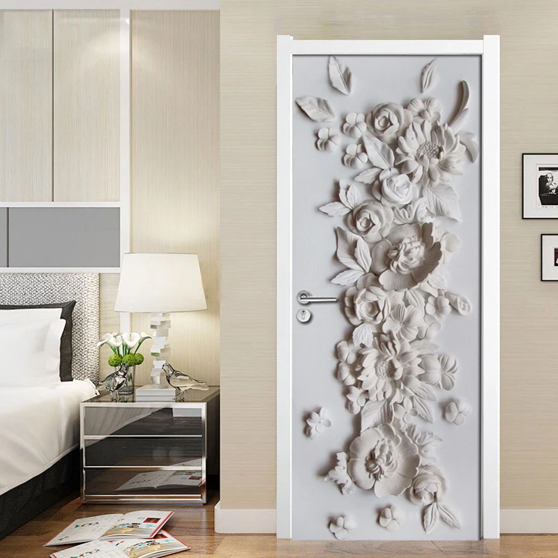 בולטות פרח קיר חדר השינה, הסלון הדלת קישוט מדבקה 3D טפט PVC הדבקה עצמית עמיד למים ציור קיר ציור קיר - 1