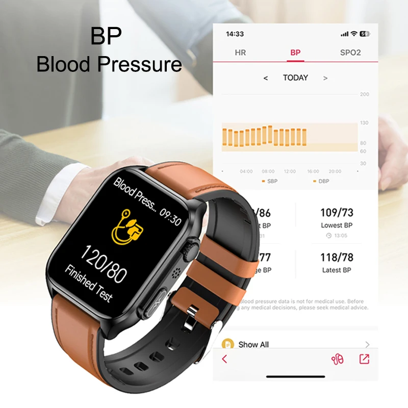 חדש שעון חכם א + PPG אינפרא אדום אוטומטית החמצן בדם קצב הלב, לחץ הדם בריאות לצפות פולשנית הגלוקוז בדם בלו - 1