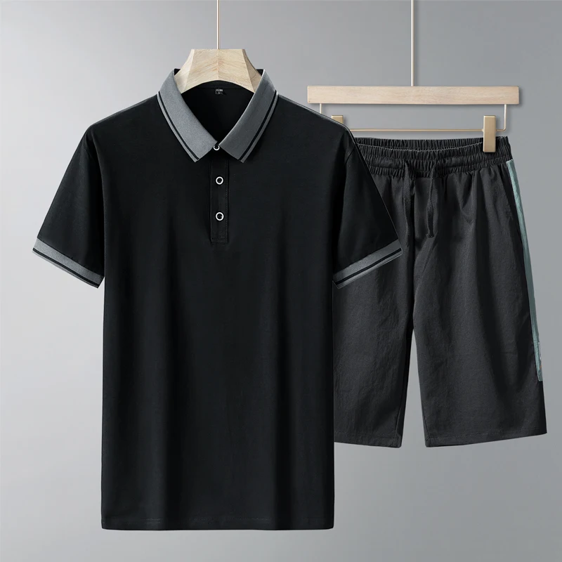 חדש שרוול קצר חולצת פולו קצרים סט של גברים פולו אופנה מזדמן שוחרר לחופשי חליפות לגברים אופנת רחוב בגדי גברים 2023 הקיץ - 1