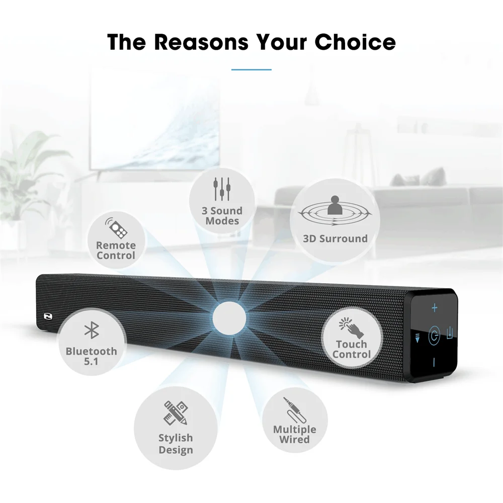 טלוויזיה להקיף בר 100w Soundbar Com סאב Bluetooth 5.1 לקולנוע ביתי נשמע 2.0 ערוץ מחשב רמקולים לטלוויזיה Soundbar תיבת - 1