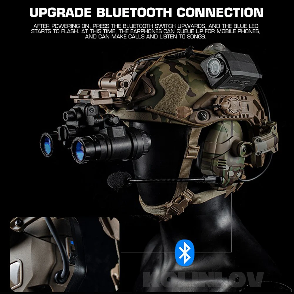 טקטי אוזניות Bluetooth ירי הפחתת רעש אוזניות עבור OPS Core ARC ו-וונדי מ-לוק הקסדה כפול מטרה אוזניות - 1