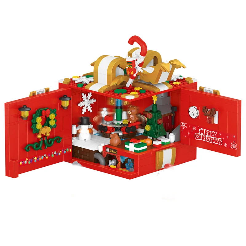 לוז 1937 חג שמח קופסת מתנה בניין DIY שלג עץ חג המולד דוב בנות קופסת מתנה לחברים צעצועים לילדים ילדים - 1