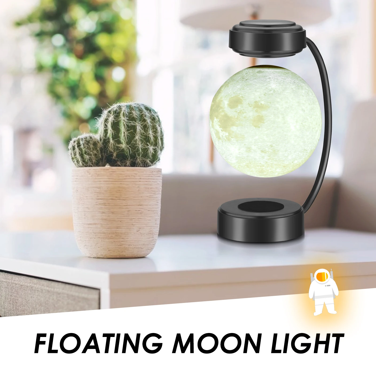 מושעה הירח המנורה מנורת שולחן הלילה אור מודפס 3D LED אור ירח 360 מעלות לצוף ספין 3 צבעים - 1