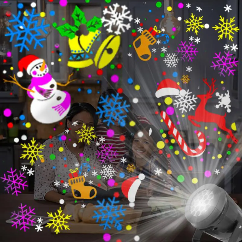 מקרן אורות פתיתי שלג חג המולד מסיבת לייזר Led אור במה מסתובבת חג המולד דפוס חיצוני חג תאורת גן עיצוב - 1