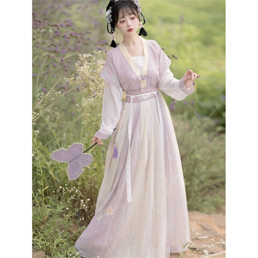 נסיכה השמלה הסגולה הבמה ללבוש עתיקה סינית מסורתית אישה אלגנטית Hanfu טאנג חליפת ריקוד פיית תחפושות - 1
