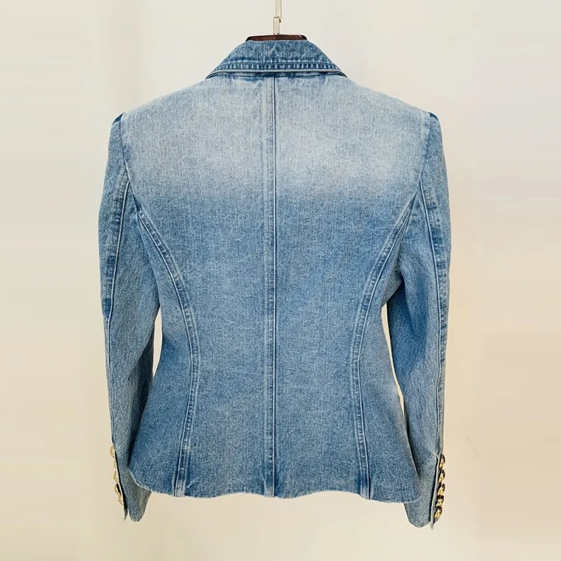 נשים סלים ג ' ינס מתאים בלייזר עם כפול עם חזה אריה כפתורים החדש 2023 אופנה קדימה עיצוב - 1
