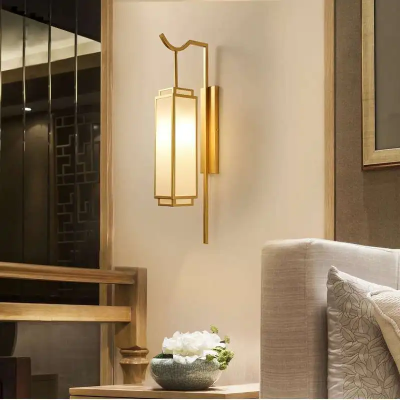 סיני חדש המנורה שליד המיטה בחדר השינה מנורת קיר פשוט עתיקות מלון במעבר המנורה בסלון רטרו הסינית החדשה מסדרון LampDecoration - 1
