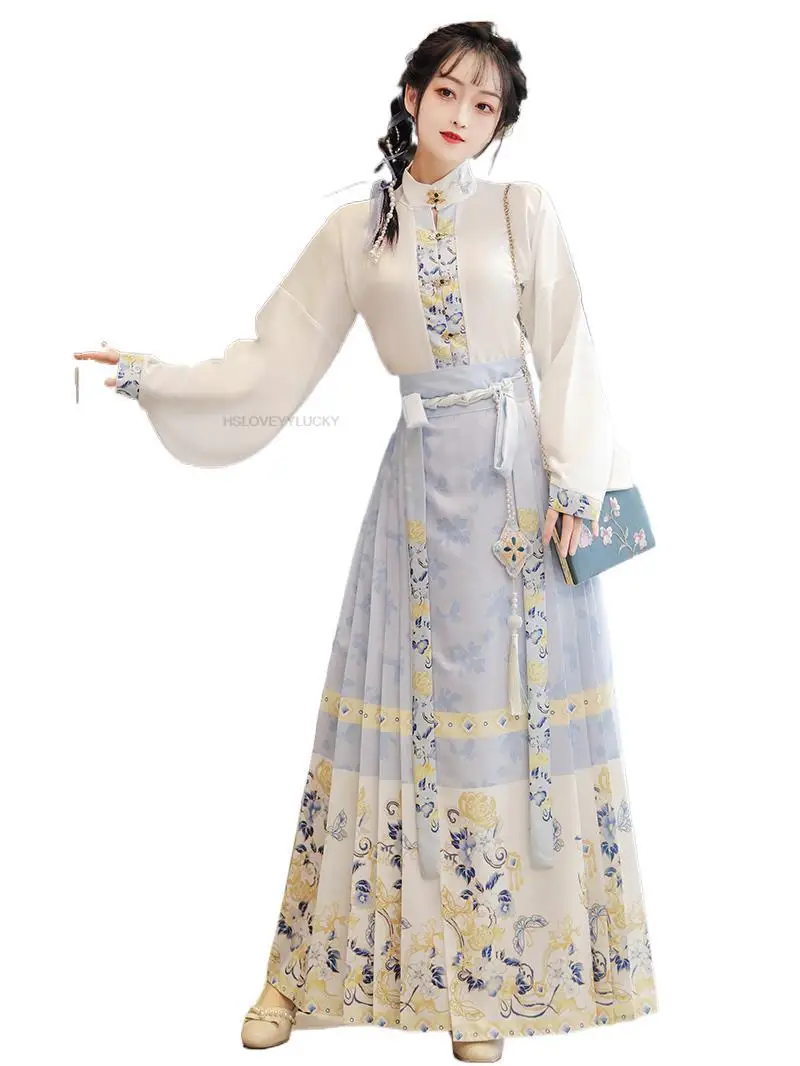סיני מינג-גרם Hanfu אביב חדש ומשופר Hanfu השמלה להגדיר את פני סוס חצאית יומי פיות העתיקה ללבוש נשים Hanfu השמלה - 1