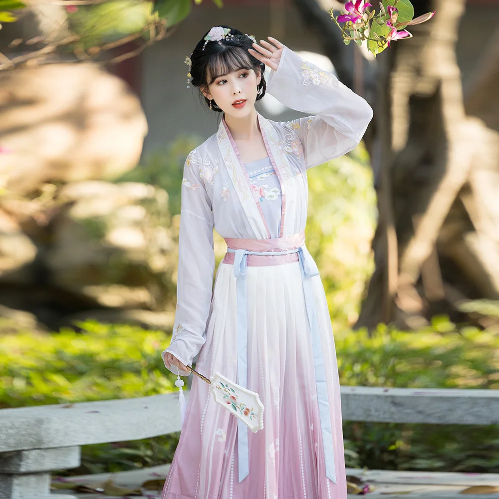 סינית מסורתית Hanfu תחפושת האישה אלגנטיות שושלת טאנג שמלת נסיכה העתיקה פולק טאנג חליפה פיות ביצועים בגדים - 1