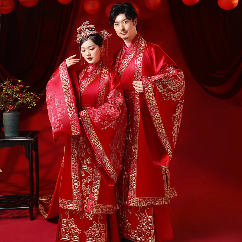 סינית מסורתית מעולה רקמה בגודל אחד להתחתן Hanfu כמה חליפת חתונה אלגנטית כלה צ ' יפאו השמלה китайская одежда - 1